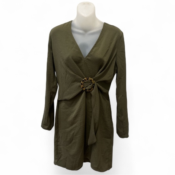 Topshop Green Ring Mini Dress US size 6 NWT - Picture 2 of 7